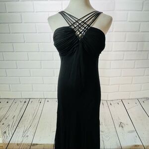 S.L. Fashions Black Strappy Asymmetrical Dress - Size 8